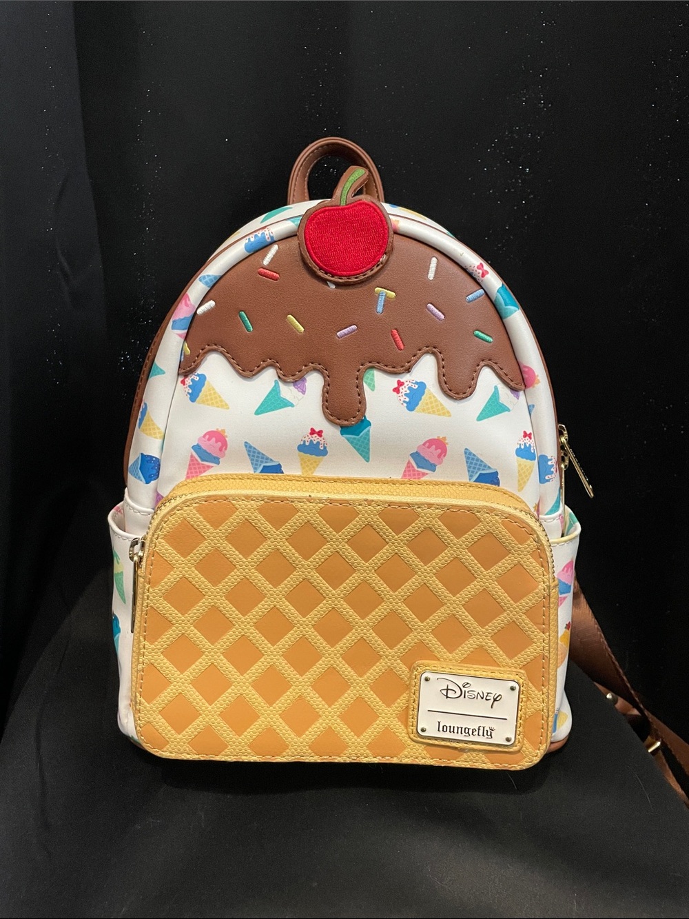 EUC DISNEY Loungefly Waffle Ice Cream Cone Backpack - Picture 1 of 11